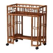 bali & pari Tahlia Marbled Tortoise Rattan Kitchen Cart with Open Shelf